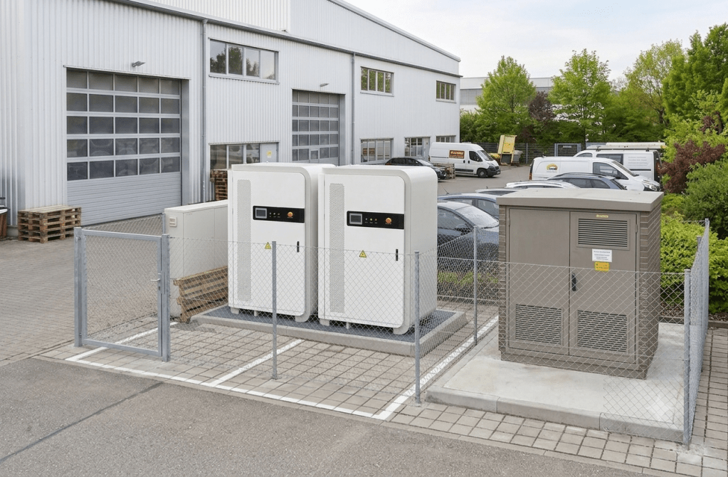 Batteriespeicher-Anlage der STW Group an einem Gewerbestandort