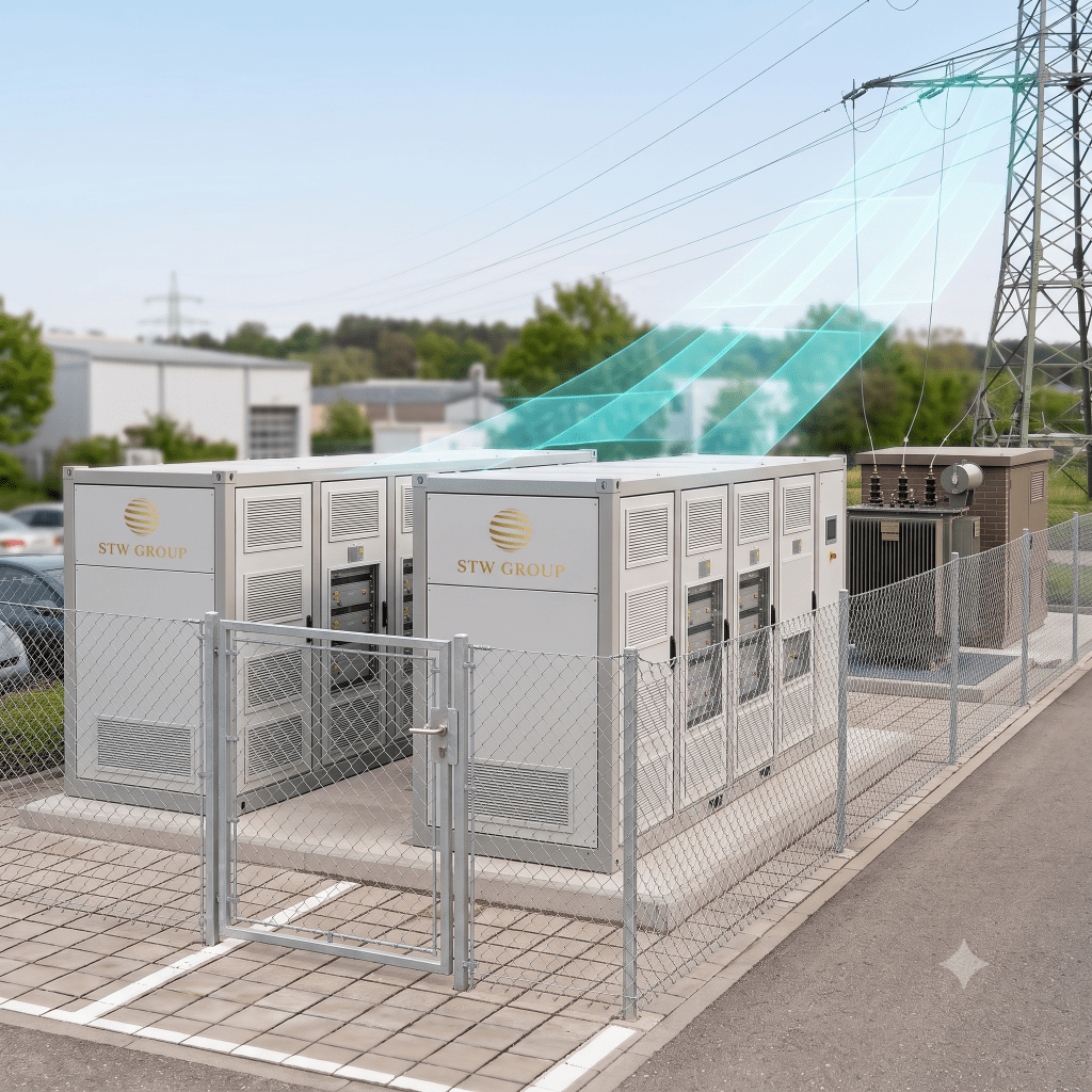 Batteriespeicher gleicht Erzeugung und Verbrauch im Stromnetz aus